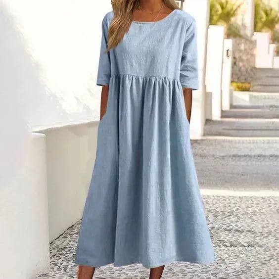 Marineblaues Baumwollkleid - Alisia
