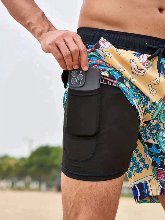 Denis - Schwarz Flamingo AquaFlex Badehose