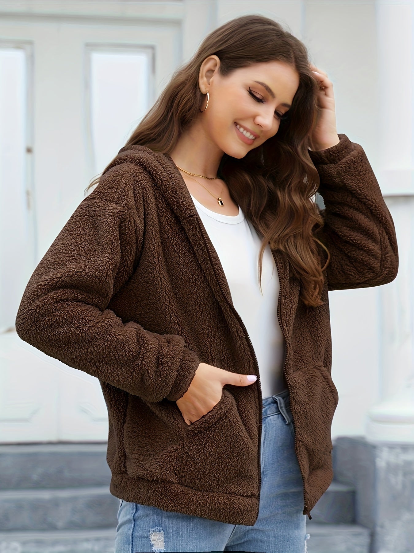 Kamel Fleece Kapuzenjacke - Lotte