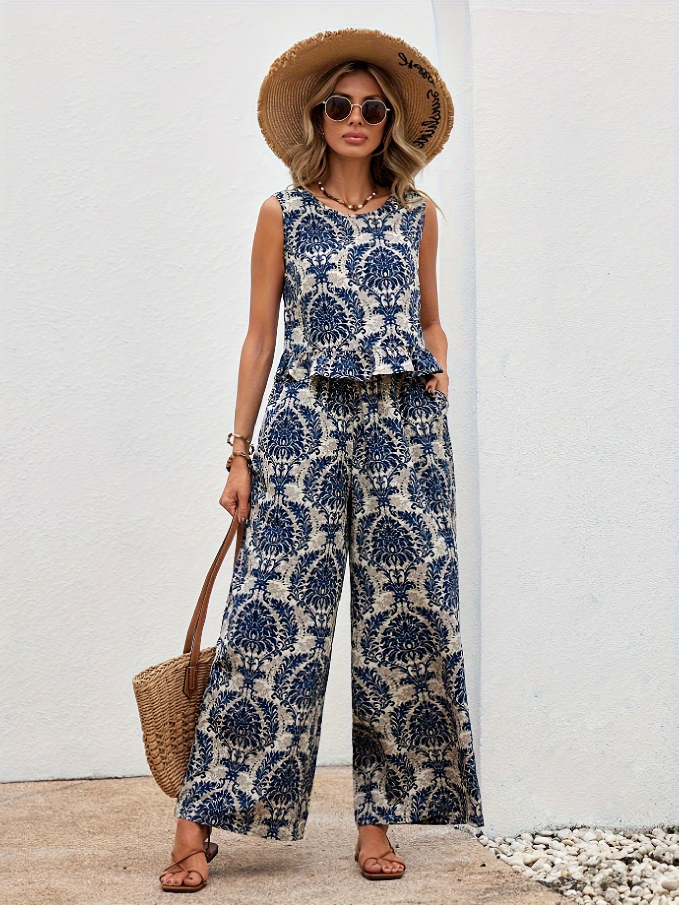 Blaues Damast-Set - Sophie