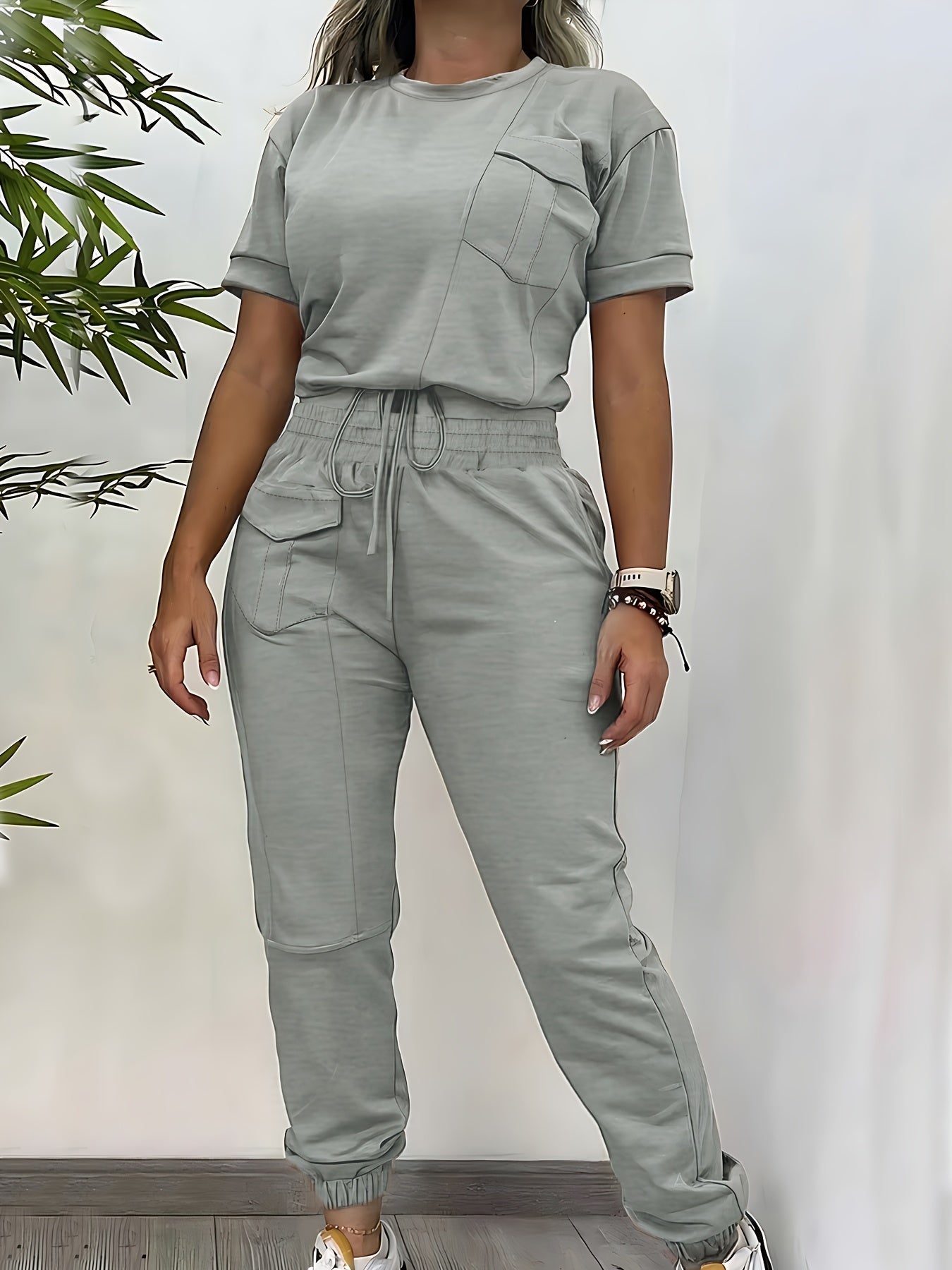 Khaki Zweiteiliges Casual Set - Noor