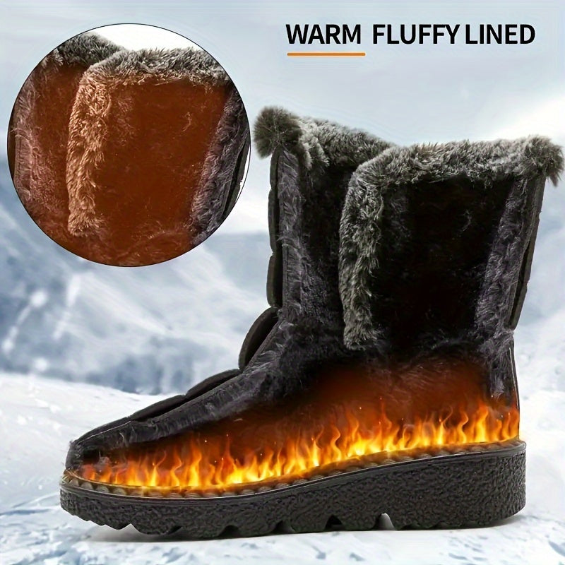 Rote wasserdichte Damen-Schneestiefel mit Plüschfutter - Anna
