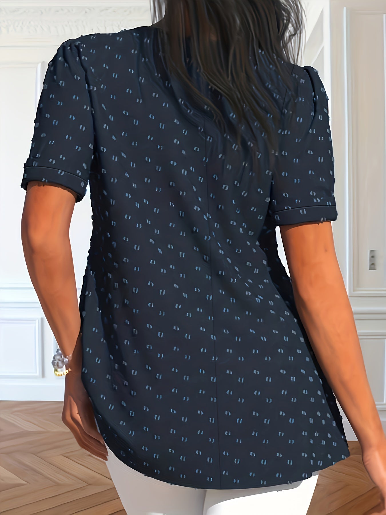 Blaue Schweizer Punktbluse - Lotte