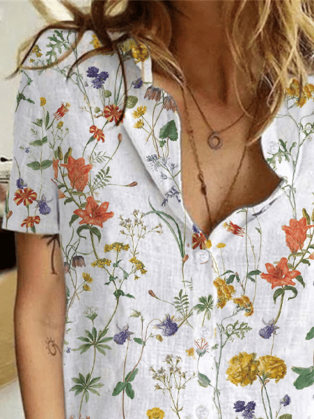 Weiße Blumenbluse - Lotte