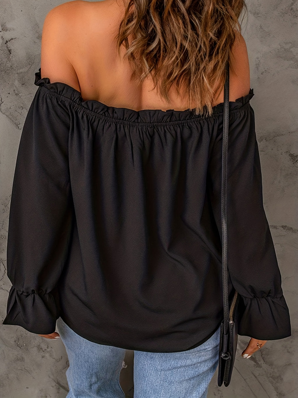 Apricotfarbene Schulterfreie Bluse - Emilia