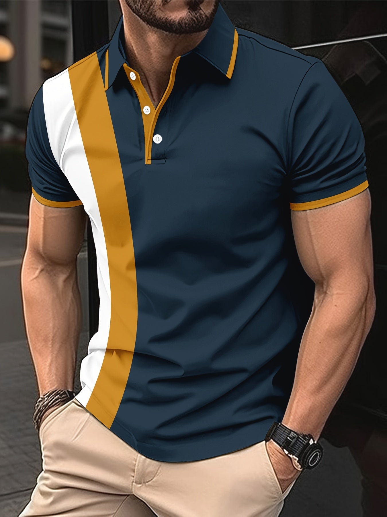 Bordeauxrotes Streifenmuster-Henley-Shirt - Jonas