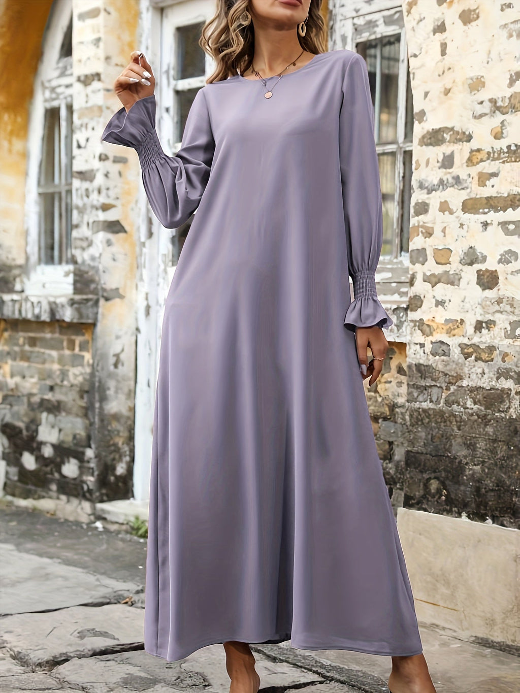 Helllila Weitgeschnittenes Kleid mit Langen Ärmeln - Amélie