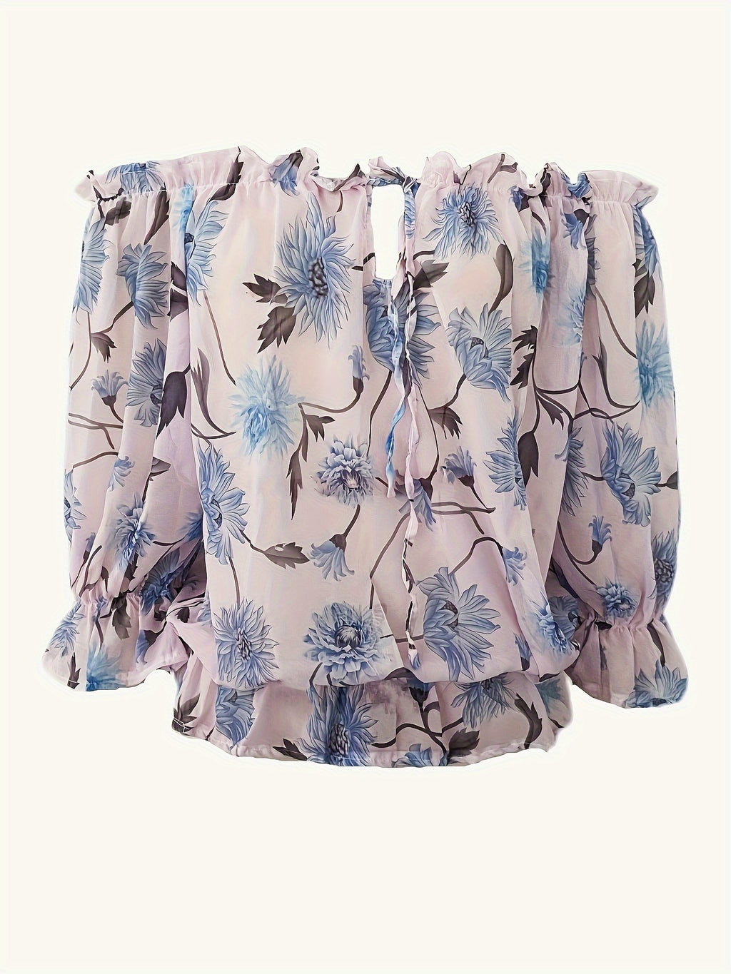 Rosa Rüschenbluse mit Blumenmuster - Olivia