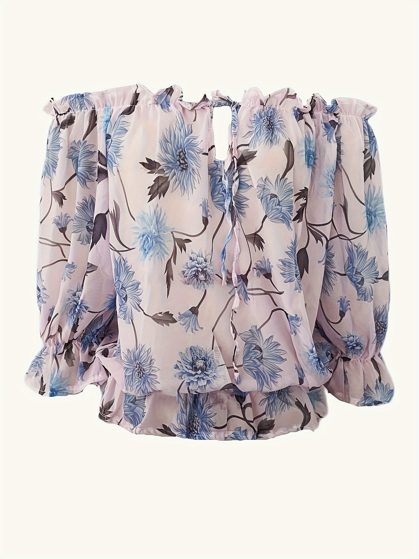 Rosa Rüschenbluse mit Blumenmuster - Olivia