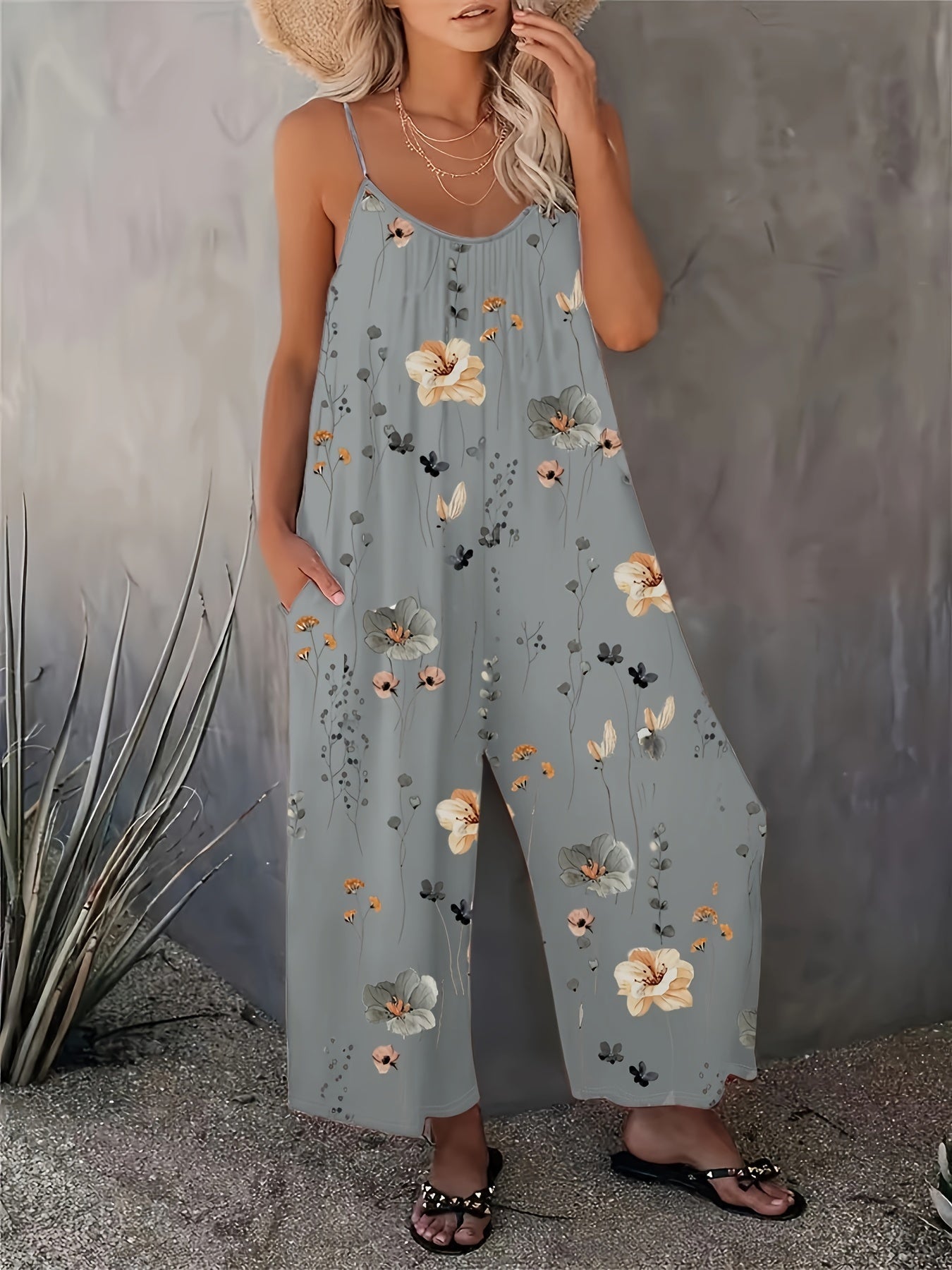 Weiße Jumpsuit mit Blumenmuster - Fleur