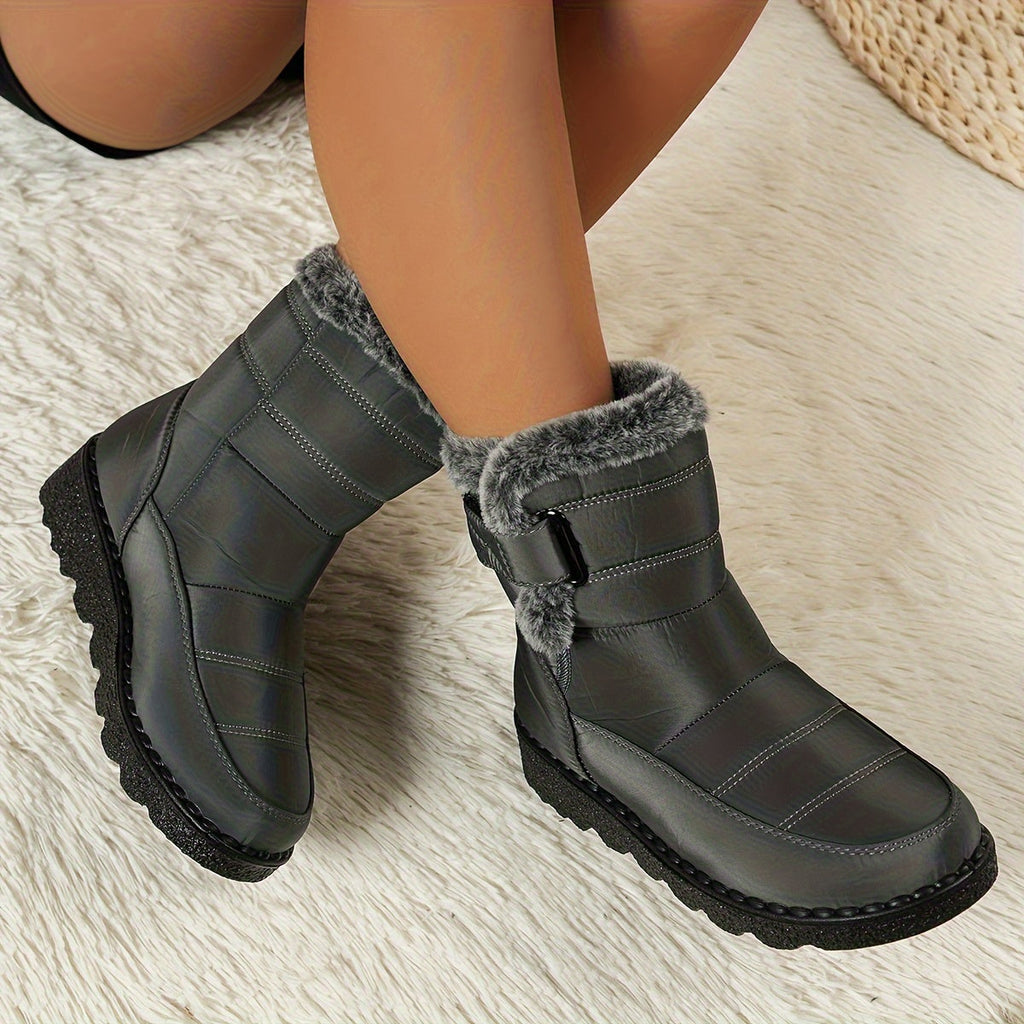 Rote wasserdichte Damen-Schneestiefel mit Plüschfutter - Anna