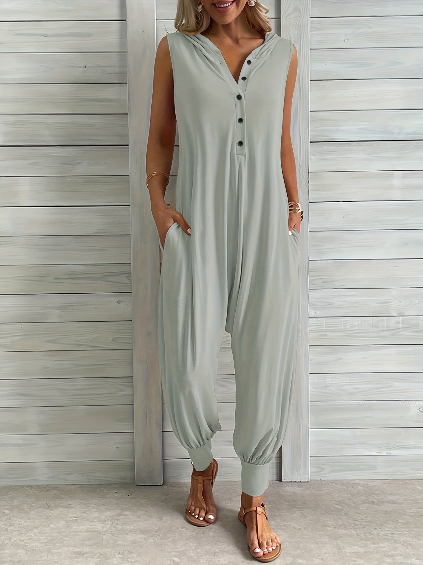 Apricotfarbener Kapuzen-Jumpsuit - Nala