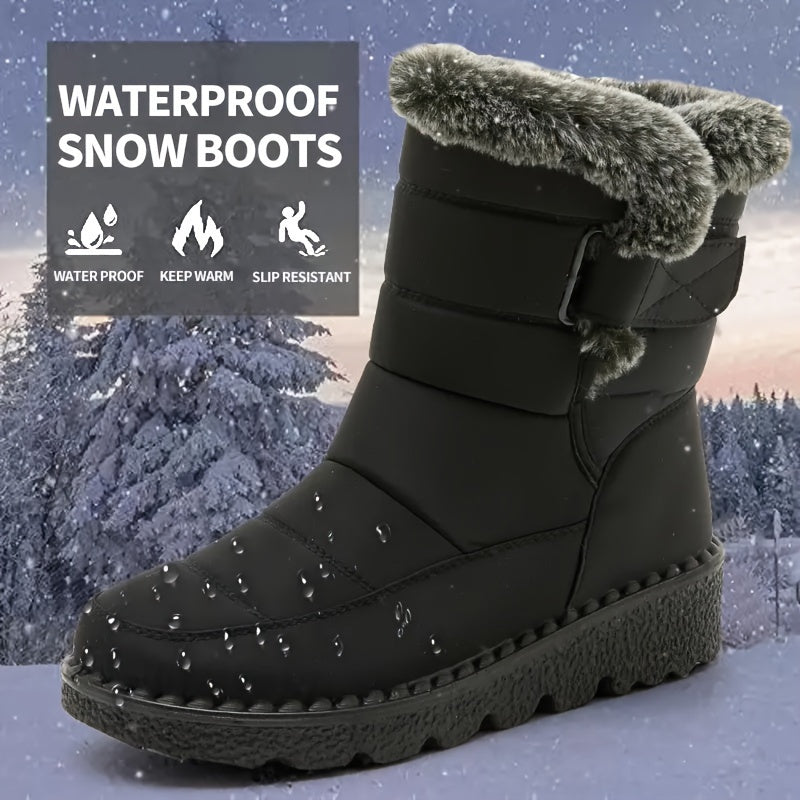 Rote wasserdichte Damen-Schneestiefel mit Plüschfutter - Anna