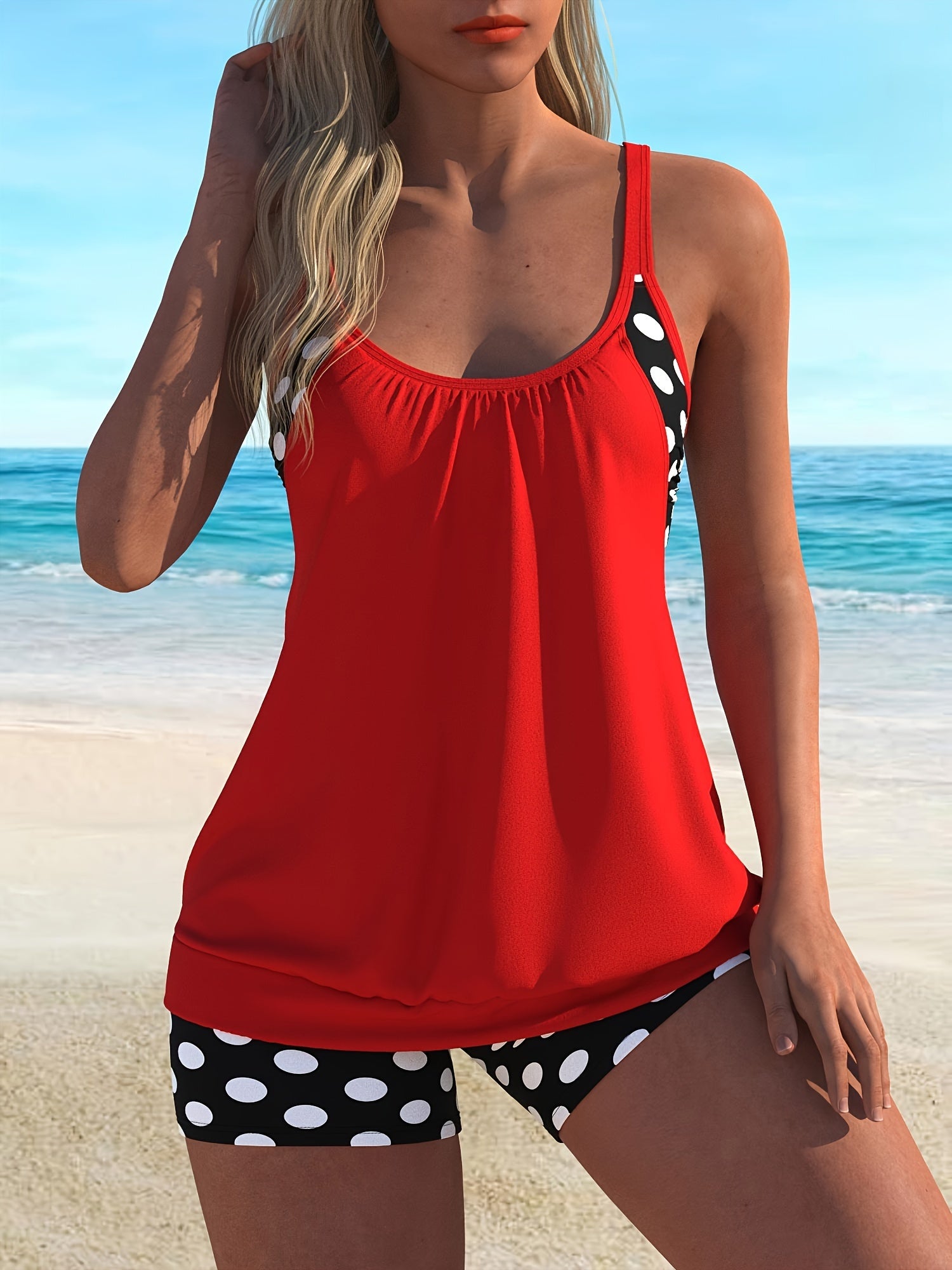 Rotes Polka-Dot Tankini Set - Lena
