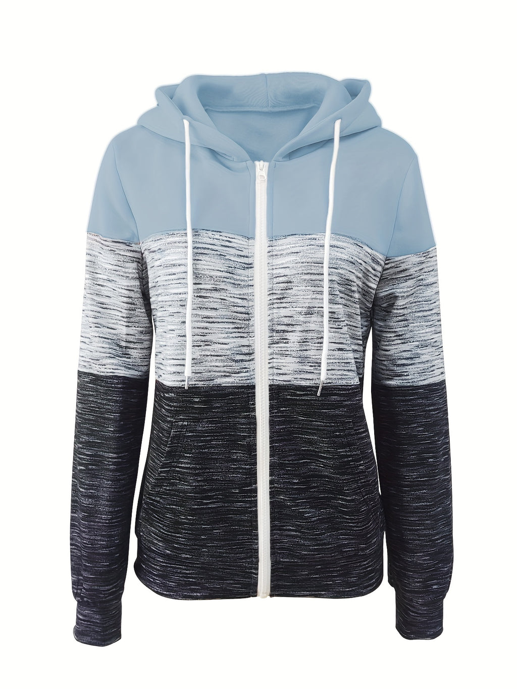 Rosa Colorblock Hoodie mit Reißverschluss - Mia