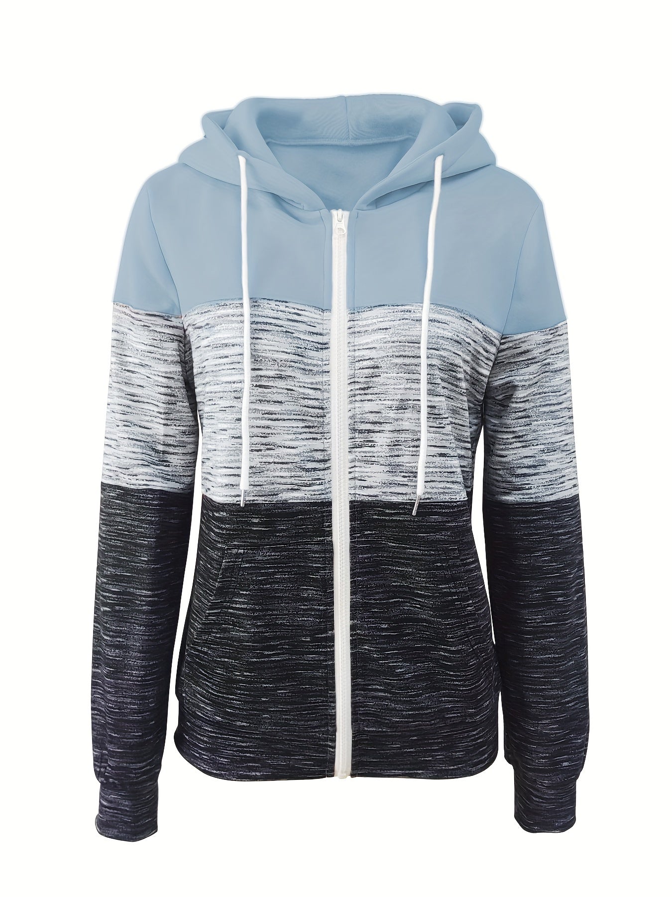 Rosa Colorblock Hoodie mit Reißverschluss - Mia
