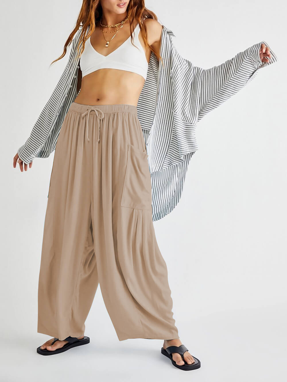 Blaue Bequeme Yoga-Weithose - Sara