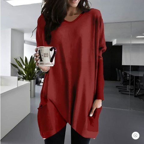 Schwarzes Langarmshirt mit Tasche - Alex