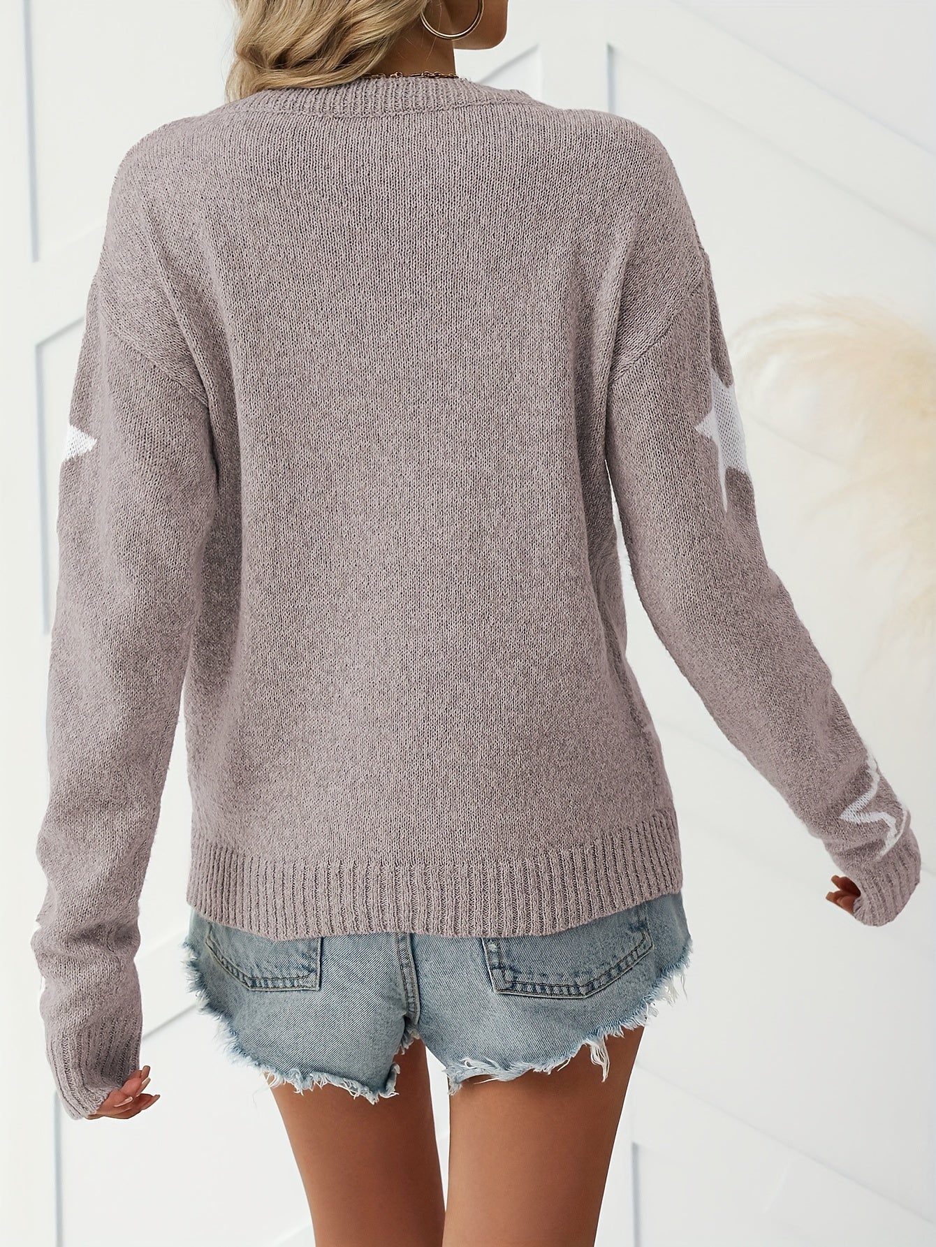 Khaki Pullover mit Sternenmuster - Stella