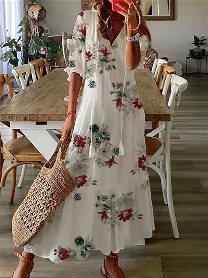 Elena - Weiße Maxi Sommerkleid