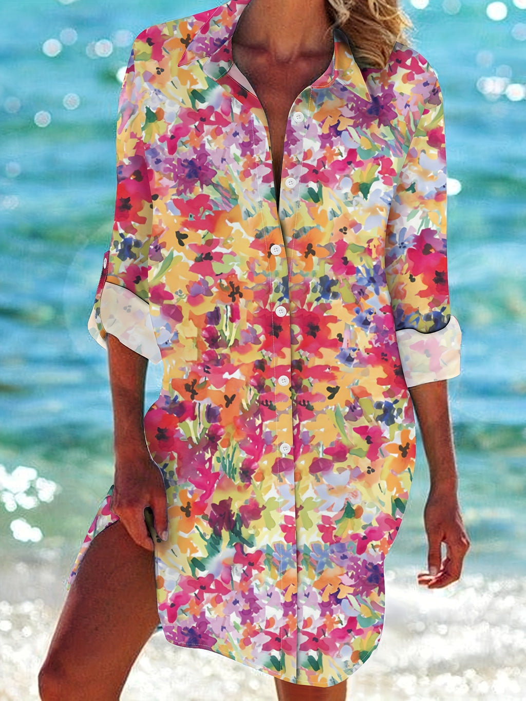 Gelbes Blumenhemdkleid - Sophie