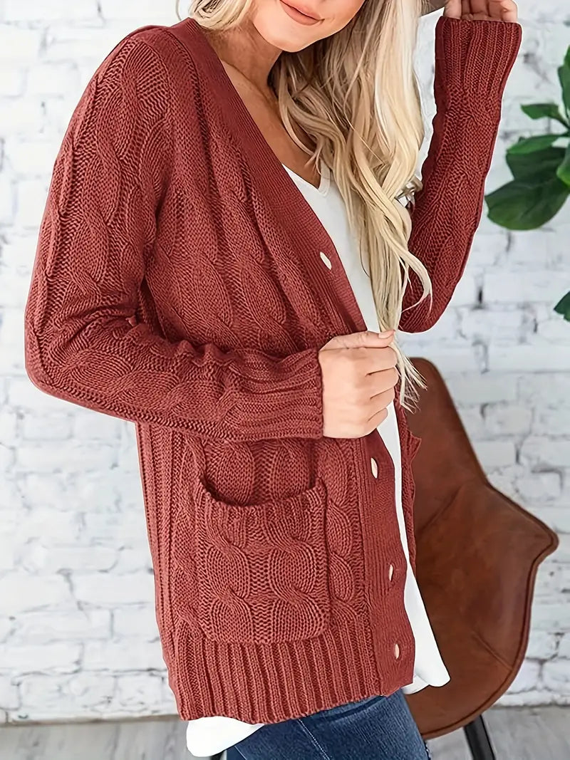 Rote Strick-Kapuzenjacke – Lisa