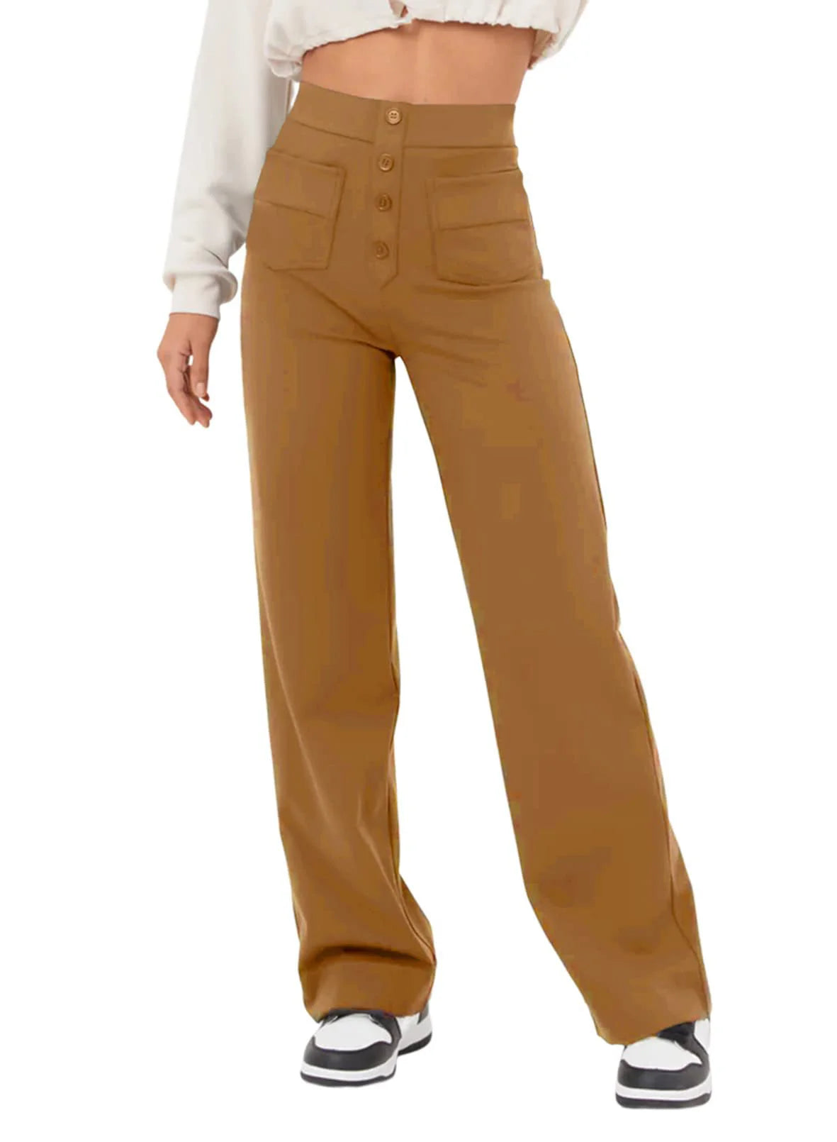 Graue Elastische Hose mit Mehreren Taschen - Emma