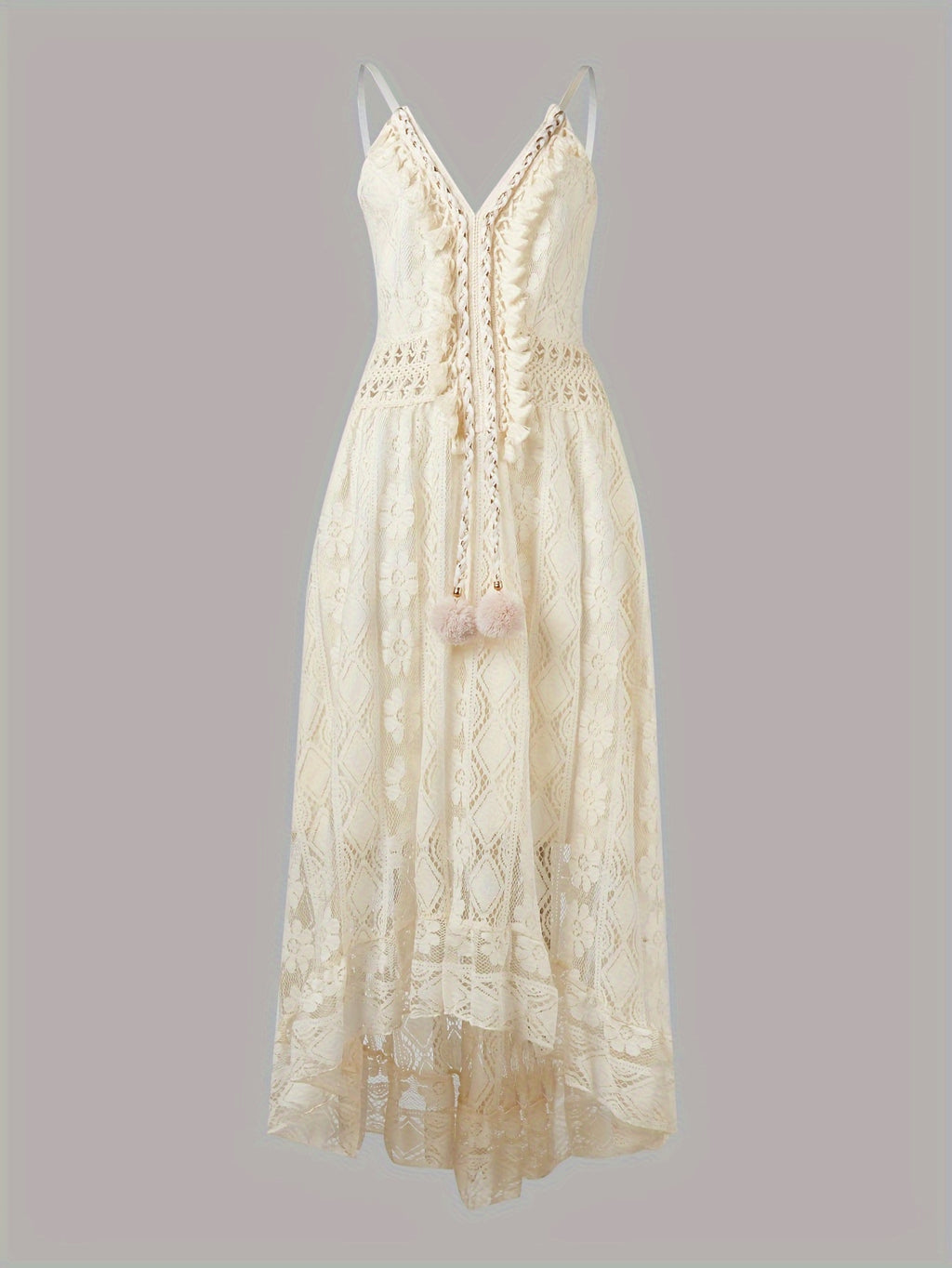 Apricotfarbenes Boho-Maxi-Swingkleid - Mila