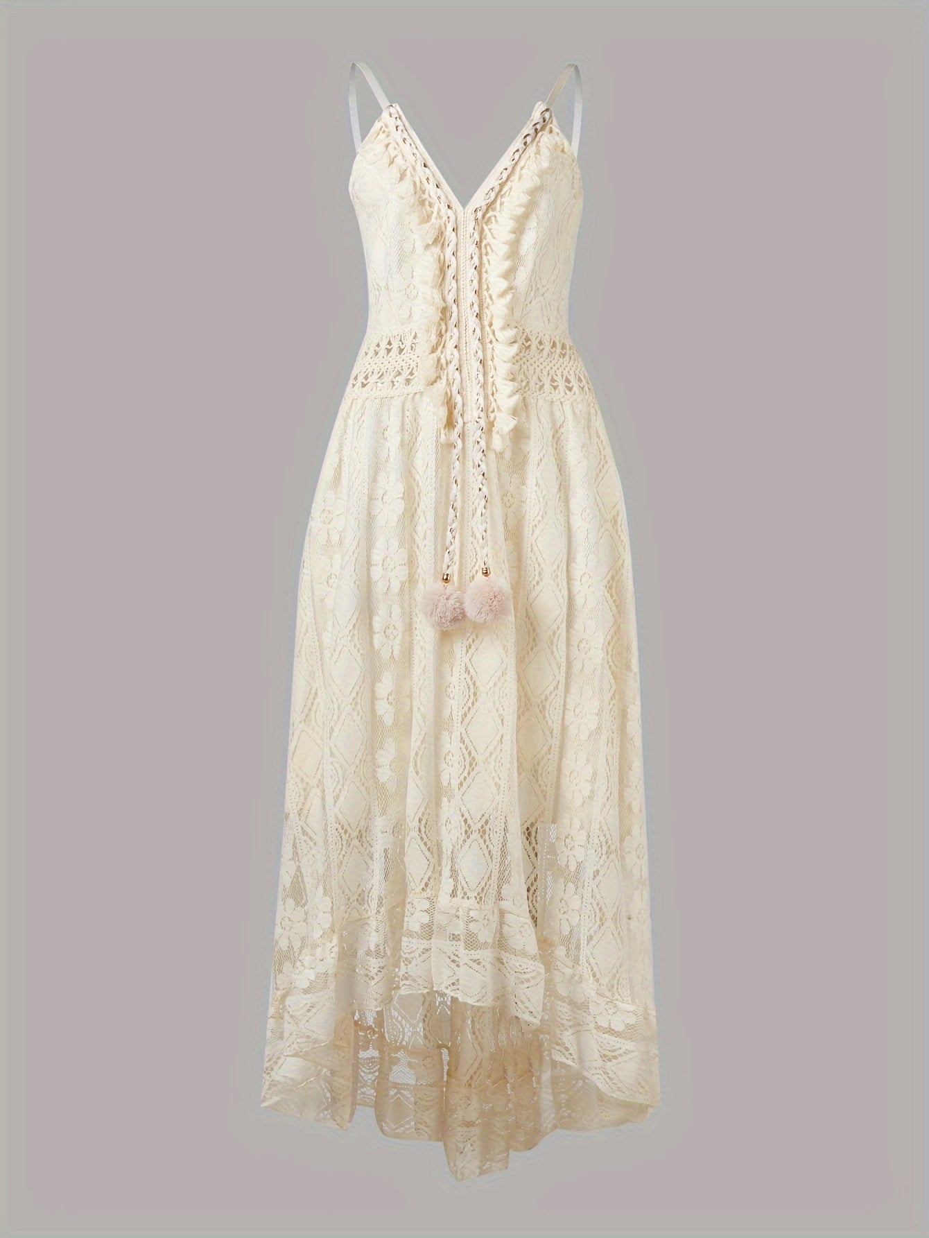 Apricotfarbenes Boho-Maxi-Swingkleid - Mila