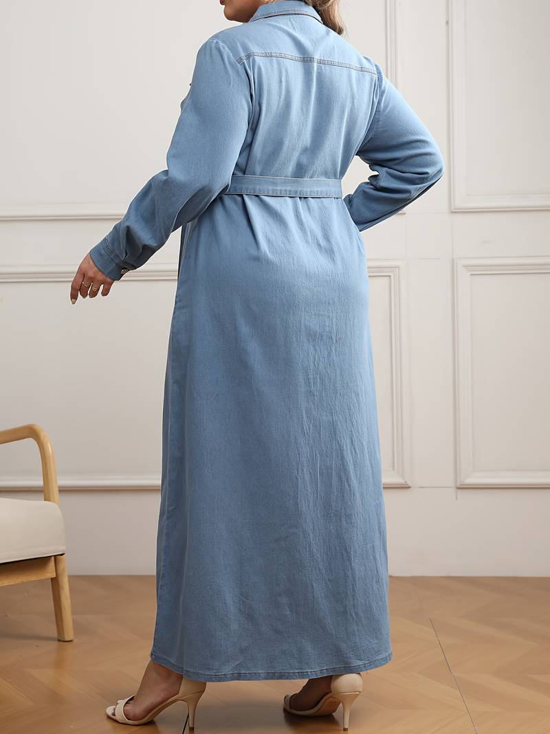 Harper - Hellblaues Denimkleid in Übergröße