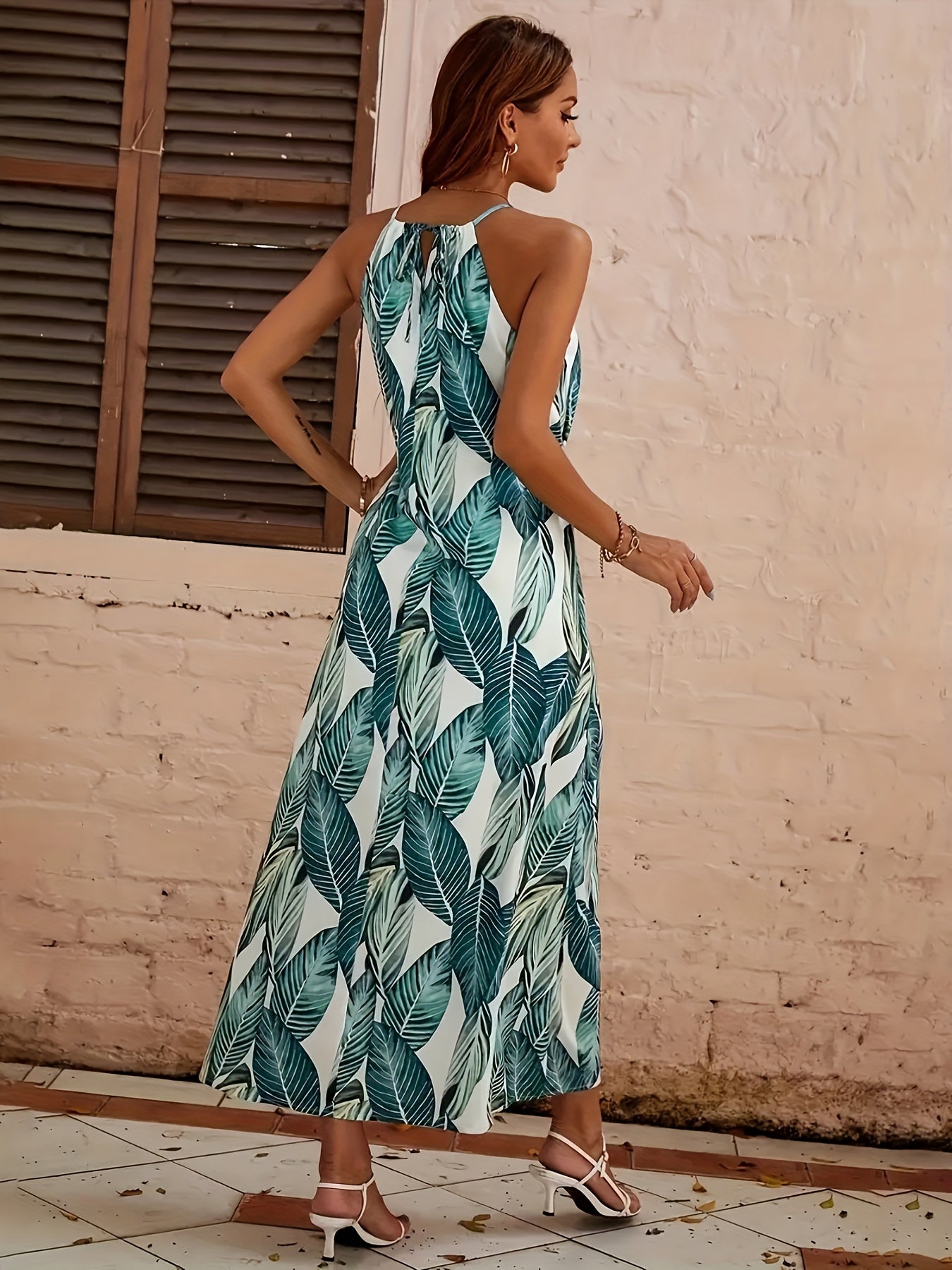 Grünes Strandkleid mit Blättermuster - Emma