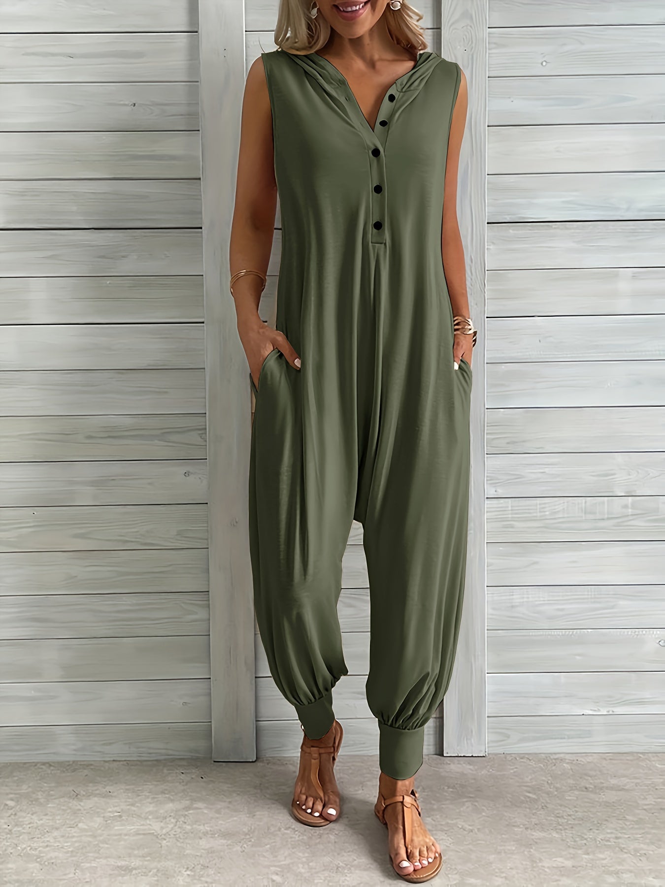 Apricotfarbener Kapuzen-Jumpsuit - Nala