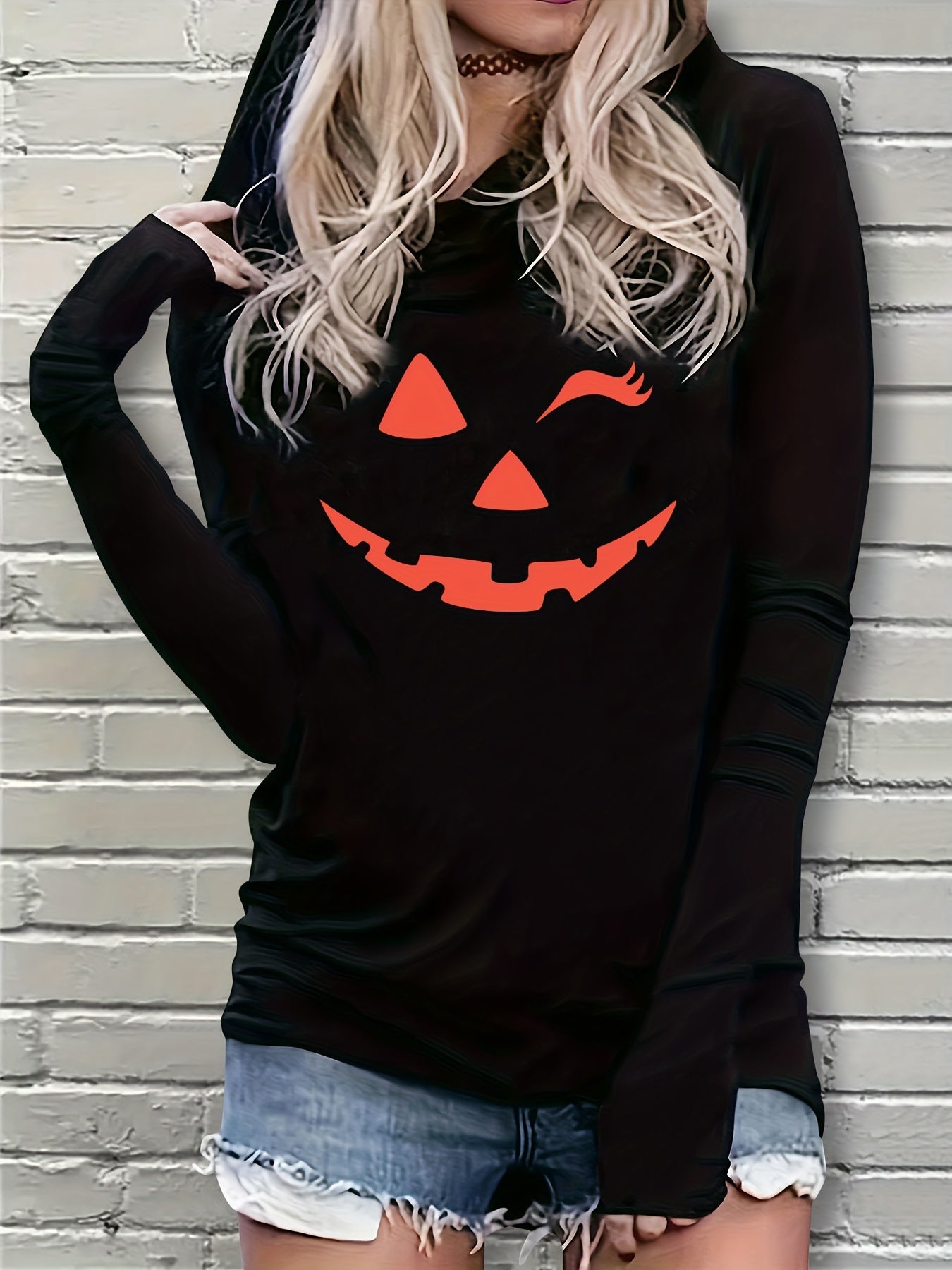 Schwarze Smiley-Hoodie - Ella