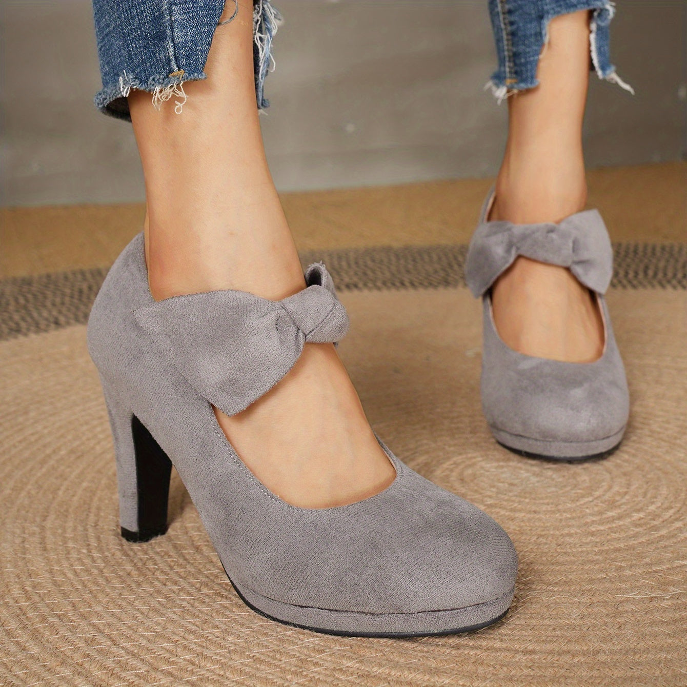 Schwarze Mary Jane Pumps mit Schleife - Lena