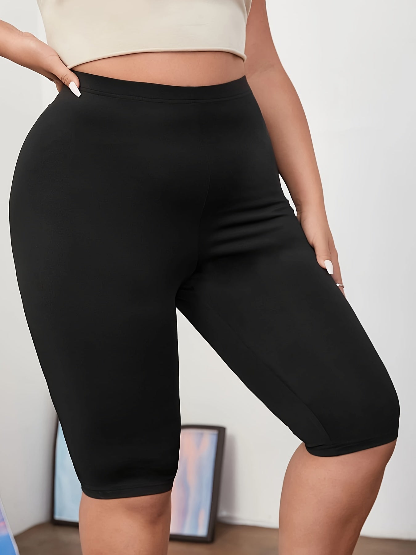Schwarze Plus Size High Waist Shorts - Lara