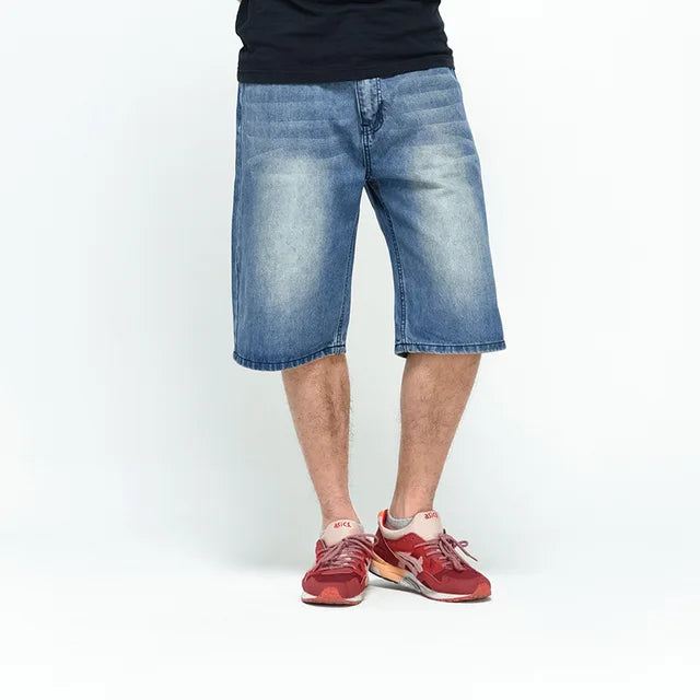 Blaue Loose Fit Baggy Jeansshorts - Max