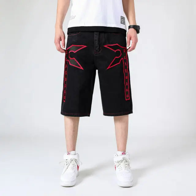 Blaue Loose Fit Baggy Jeansshorts - Max