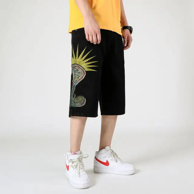Blaue Loose Fit Baggy Jeansshorts - Max