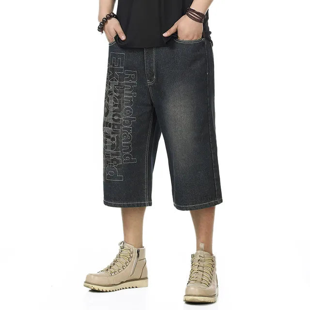 Blaue Loose Fit Baggy Jeansshorts - Max
