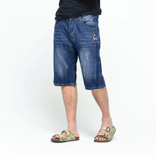 Blaue Loose Fit Baggy Jeansshorts - Max
