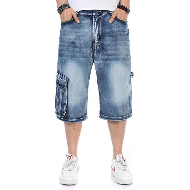 Blaue Loose Fit Baggy Jeansshorts - Max