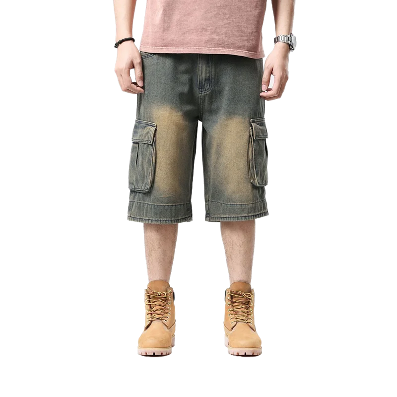 Blaue Loose Fit Baggy Jeansshorts - Max