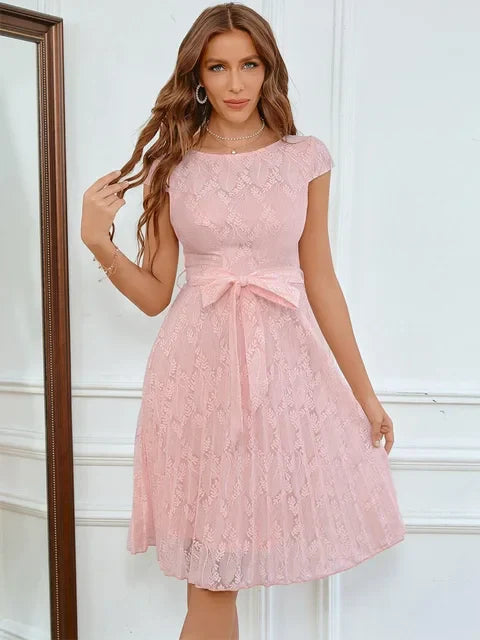 Rosa Spitzen Cocktailkleid - Leola