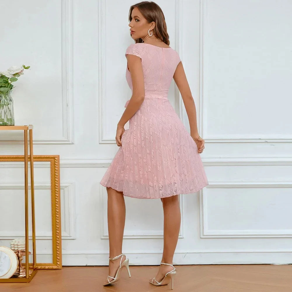 Rosa Spitzen Cocktailkleid - Leola