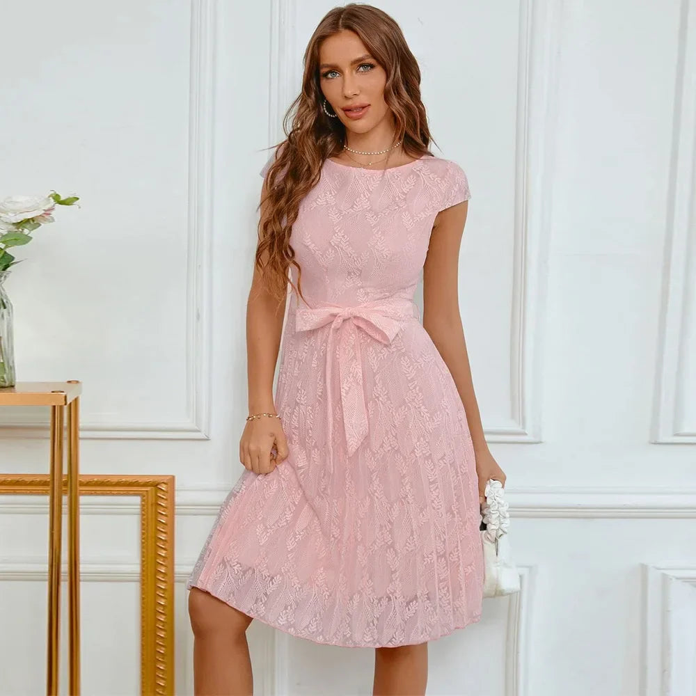 Rosa Spitzen Cocktailkleid - Leola