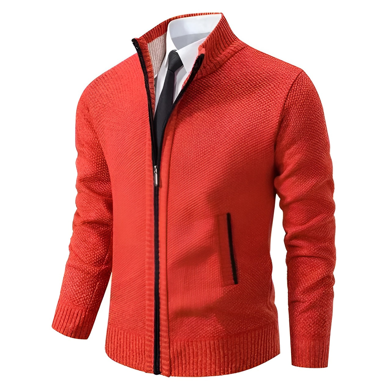 Klassischer Zip-Pullover Hellgrau - Max