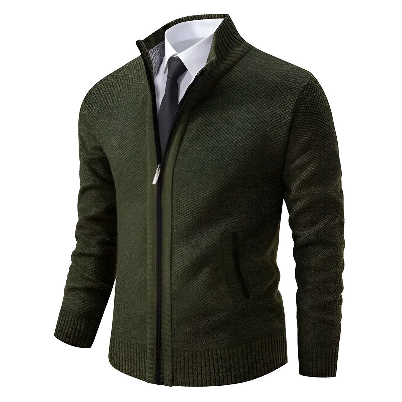 Klassischer Zip-Pullover Hellgrau - Max