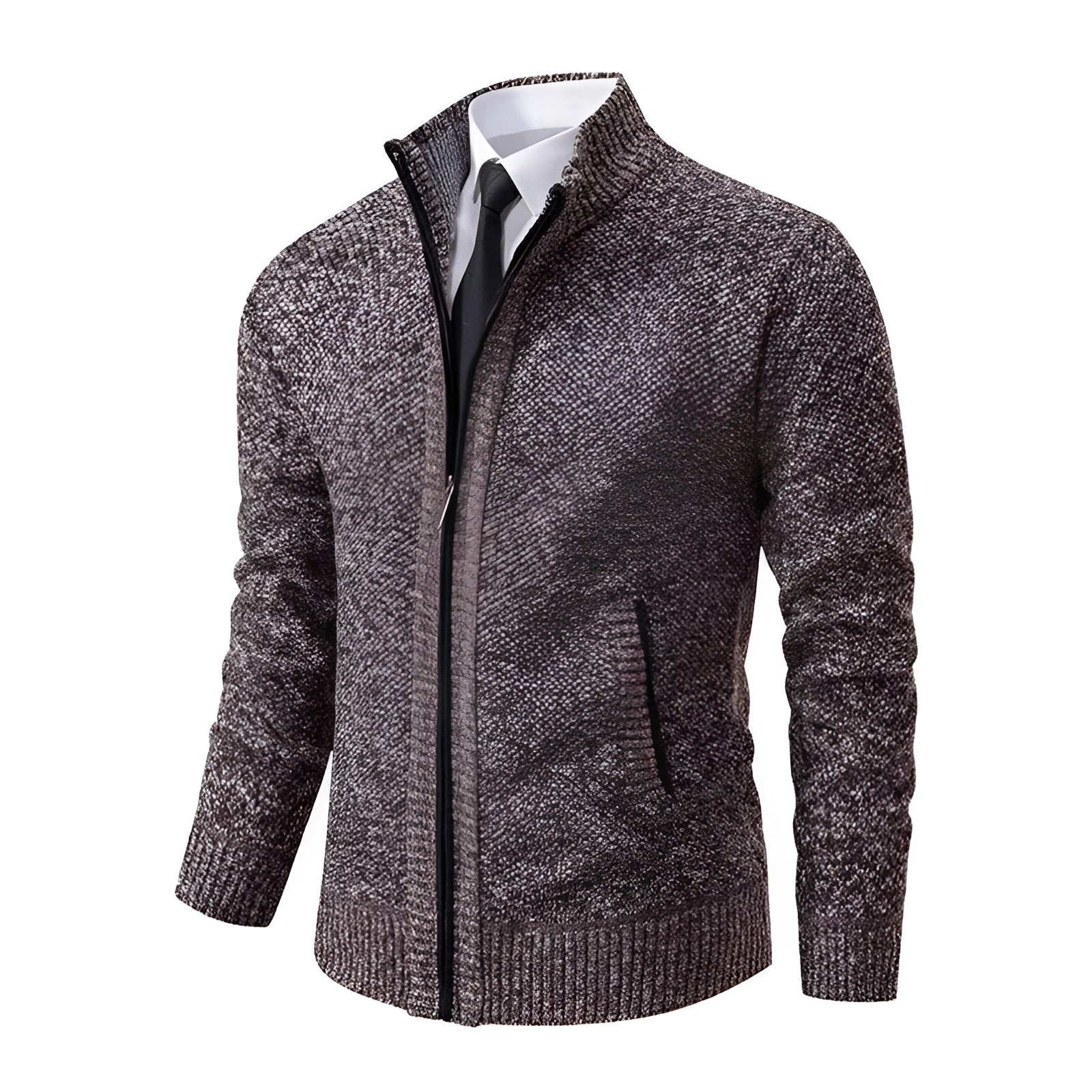 Klassischer Zip-Pullover Hellgrau - Max