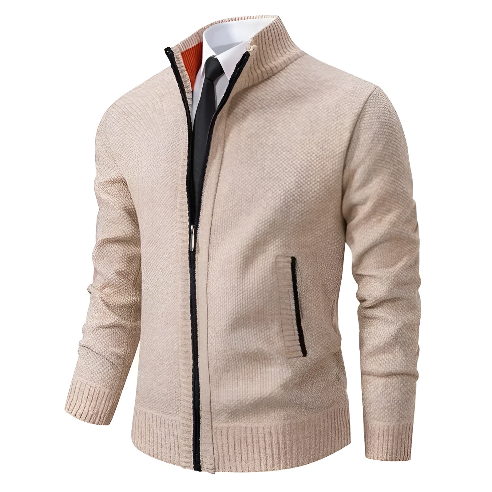 Klassischer Zip-Pullover Hellgrau - Max