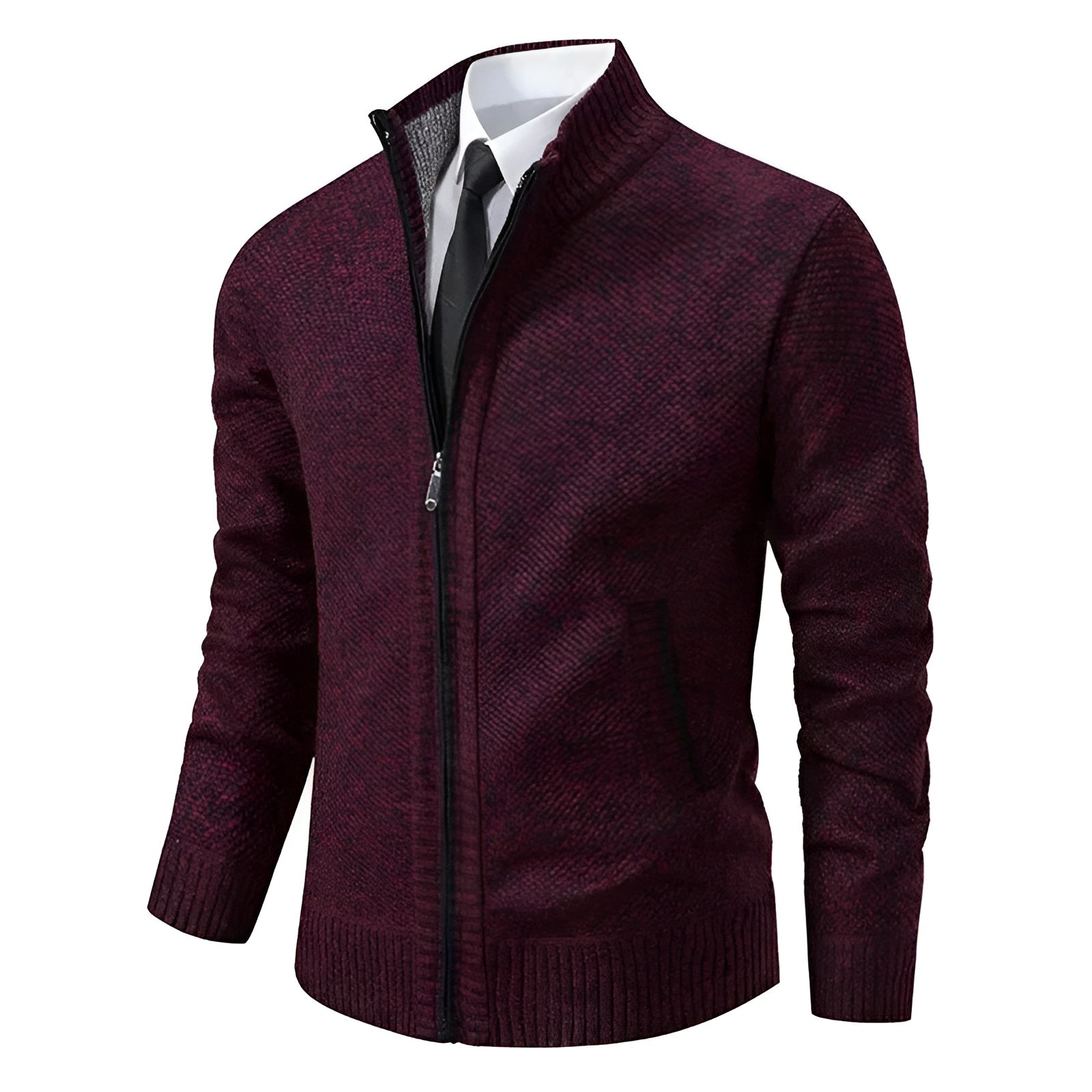 Klassischer Zip-Pullover Hellgrau - Max
